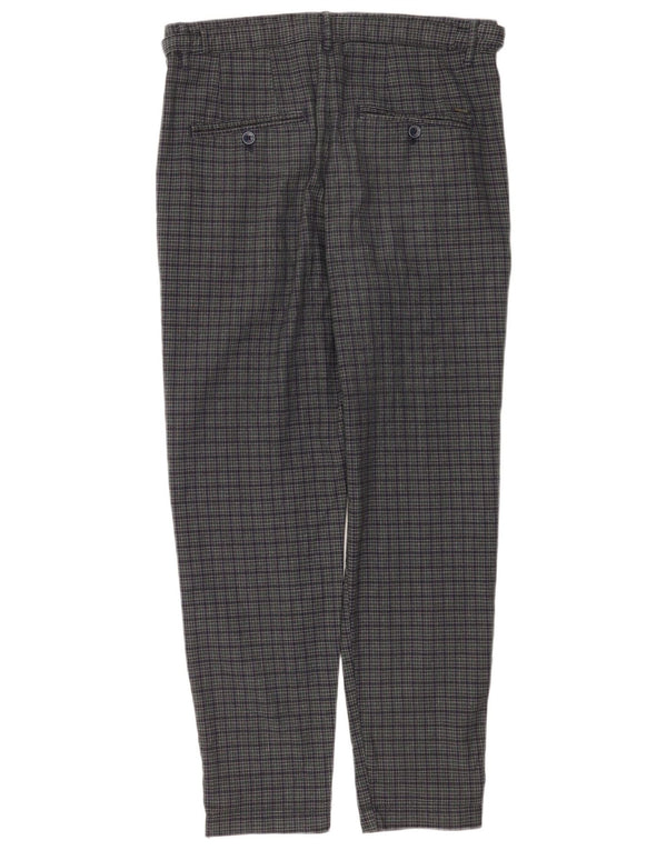 Zara Mens Tapered Chino Trousers EU 38 Small W30 L27 Blue Check