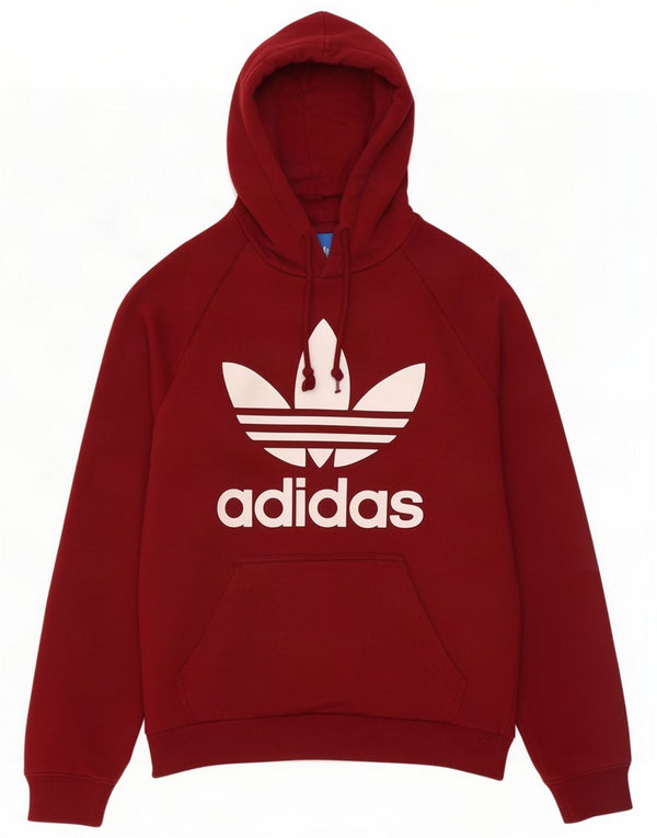Damski sweter z kapturem i grafiką Adidas UK 10 Small Burgundy Cotton