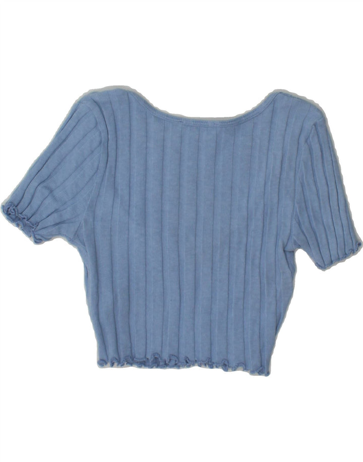 ZARA Womens Crop Top UK 10 Small Blue Cotton Vintage Zara and Second-Hand Zara from Messina Hembry 