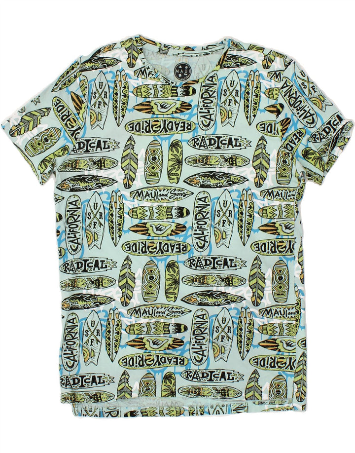 MAUI AND SONS Mens Abstract Pattern T-Shirt Top Medium Blue Cotton Vintage Maui and Sons and Second-Hand Maui and Sons from Messina Hembry 