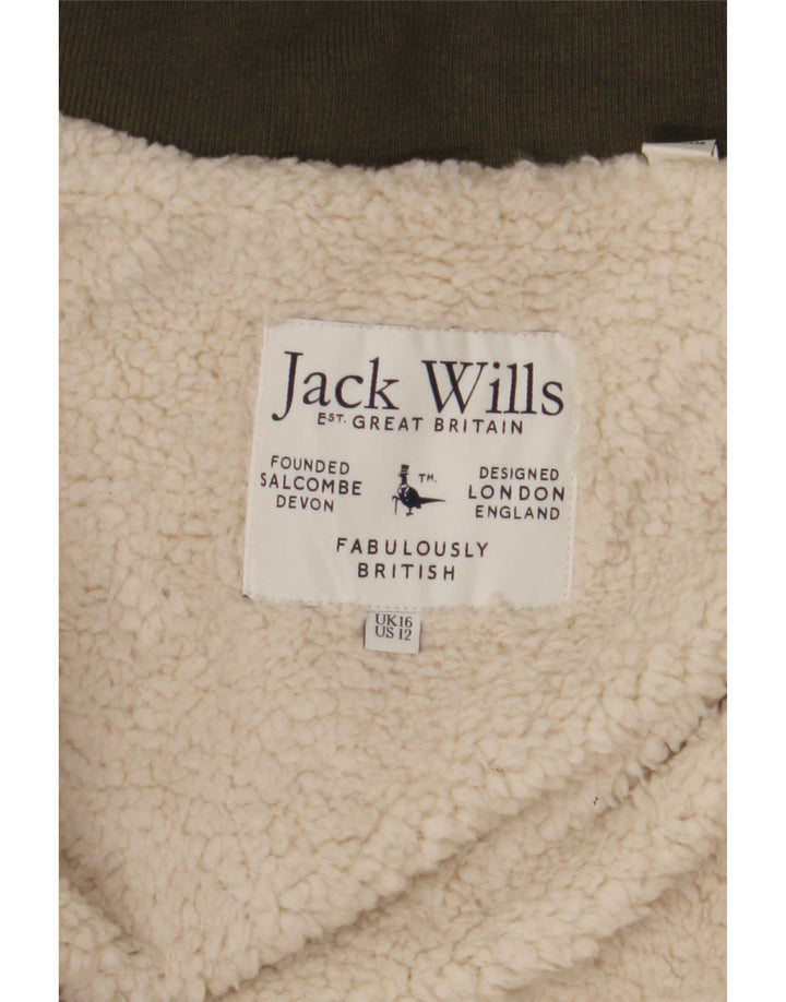 Jack Wills Damska kurtka typu parka z kapturem, oversize UK 16, duża Khaki, poliamid