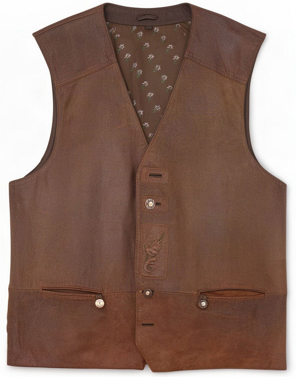 Męska kamizelka skórzana vintage UK 44 2XL brązowa