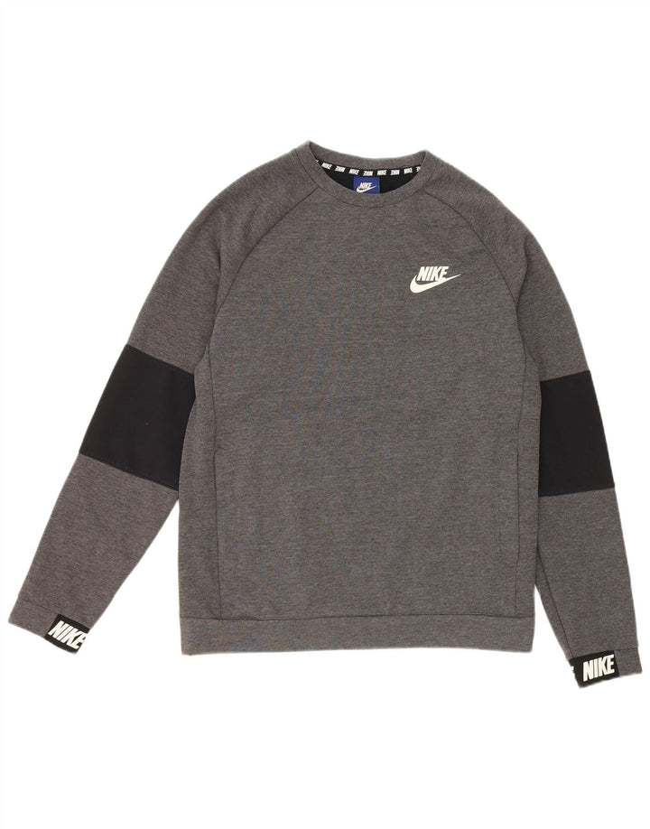 Męska bluza z grafiką Nike, mała, szara, bawełniana z blokami kolorów