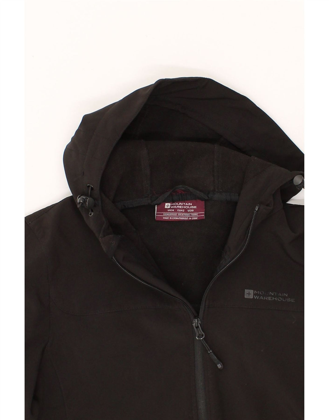 MOUNTAIN WAREHOUSE Womens Hooded Windbreaker Jacket UK 14 Large Black Vintage Mountain Warehouse and Second-Hand Mountain Warehouse from Messina Hembry 