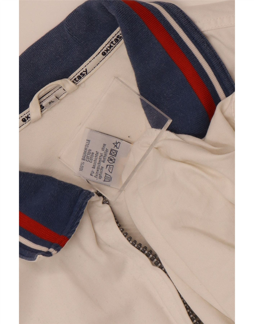 Męska kurtka dresowa w stylu vintage XL, biała, bawełniana w bloki kolorów