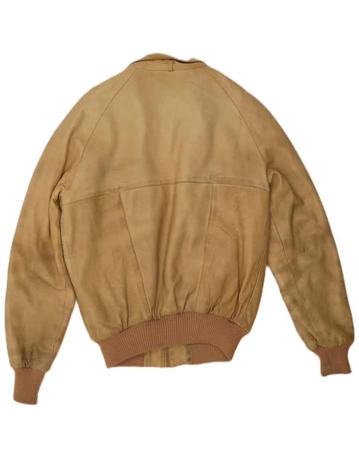 Vintage męska kurtka skórzana Sherpa IT 52 XL beżowa skóra