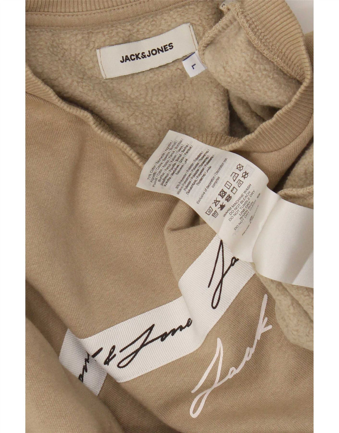Męski sweter Jack & Jones z grafiką o regularnym kroju, duży, brązowy, bawełniany