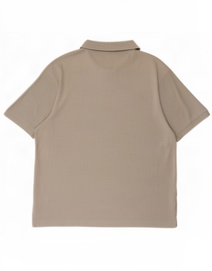 Męska koszulka polo Zara, duża, szara, bawełniana w prążki