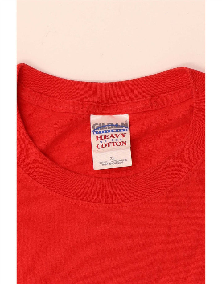 Męska koszulka z grafiką w stylu vintage, góra XL, czerwona bawełna