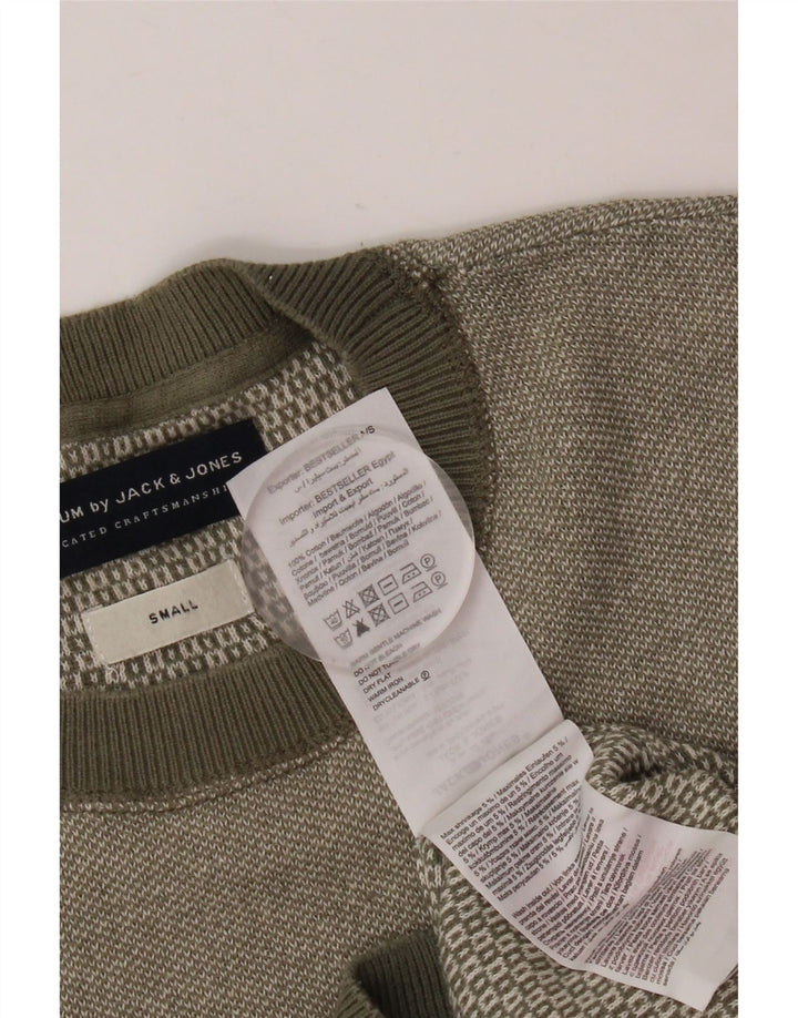 Męski sweter Jack & Jones z okrągłym dekoltem, mały, bawełniany khaki