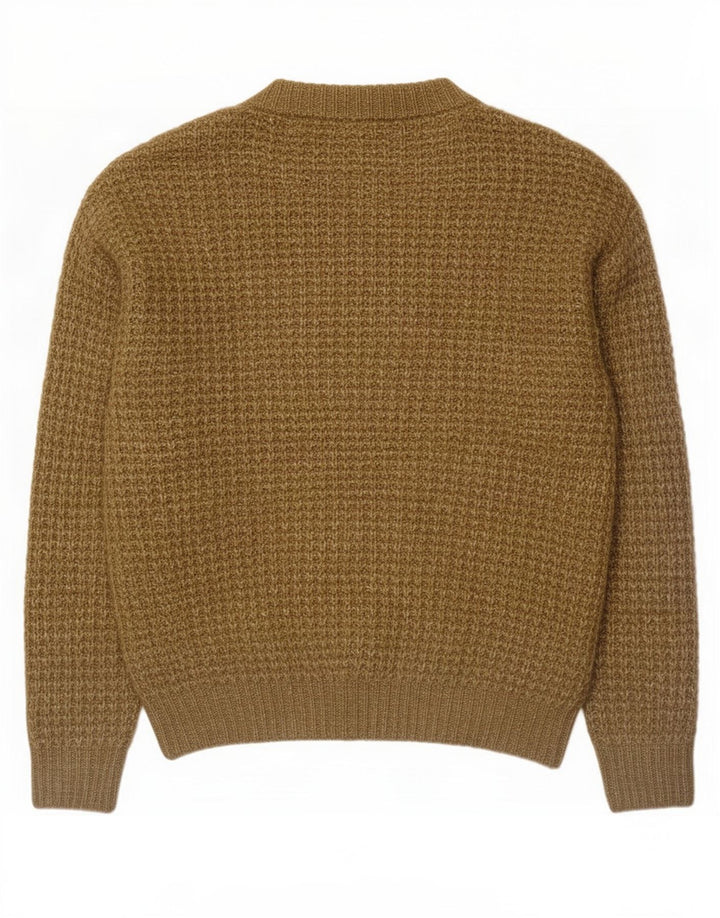 Męski sweter Zara z okrągłym dekoltem, duży poliester w kolorze khaki