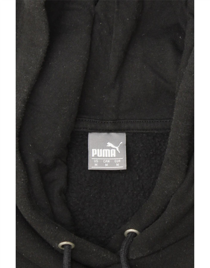 PUMA Womens Graphic Hoodie Jumper UK 12 Medium Black Vintage Puma and Second-Hand Puma from Messina Hembry 