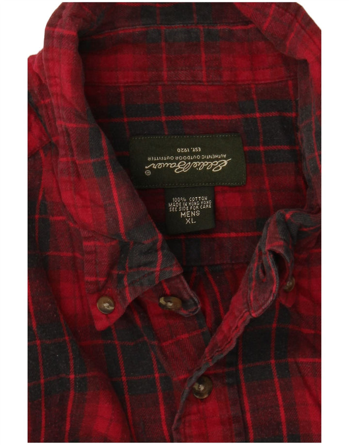 EDDIE BAUER Męska koszula flanelowa XL, bawełniana w czerwoną kratę