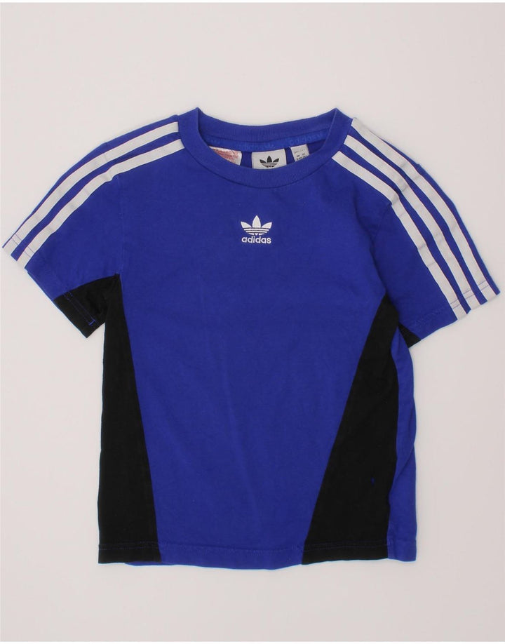 T-shirt chłopięcy ADIDAS, 5-6 lat, niebieska, bawełniana z blokami kolorów