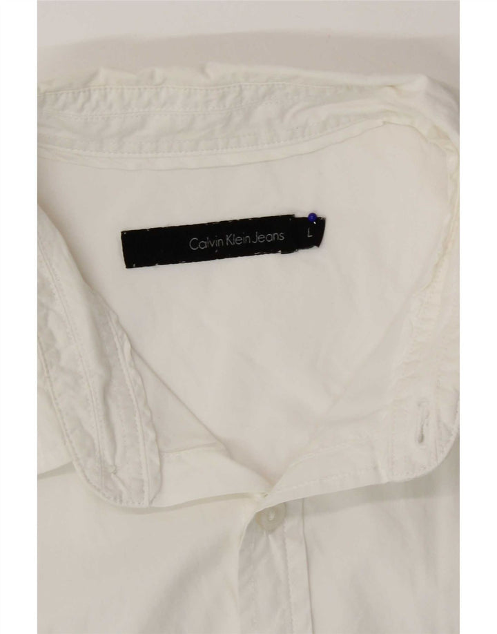 Męska koszula z krótkim rękawem Calvin Klein Jeans, duża, biała