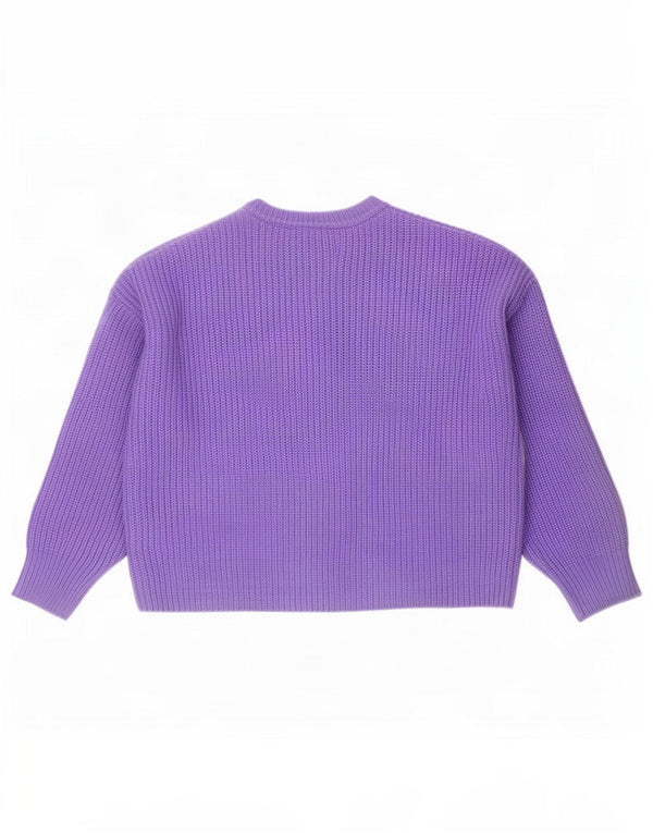 Damski sweter oversize Zara z okrągłym dekoltem UK 14, średni fiolet, akryl