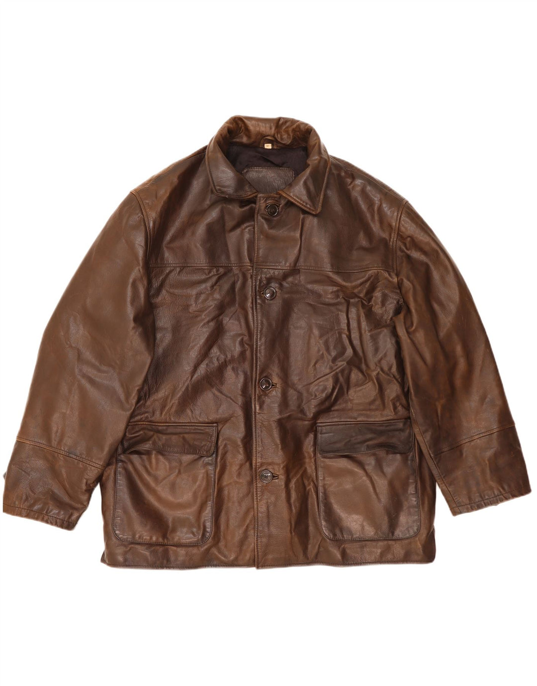 Vintage męska kurtka skórzana IT 54 2XL brązowa skóra