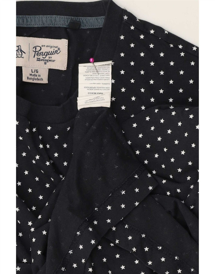 T-shirt męski Penguin, duży, bawełniany w granatowe cętki