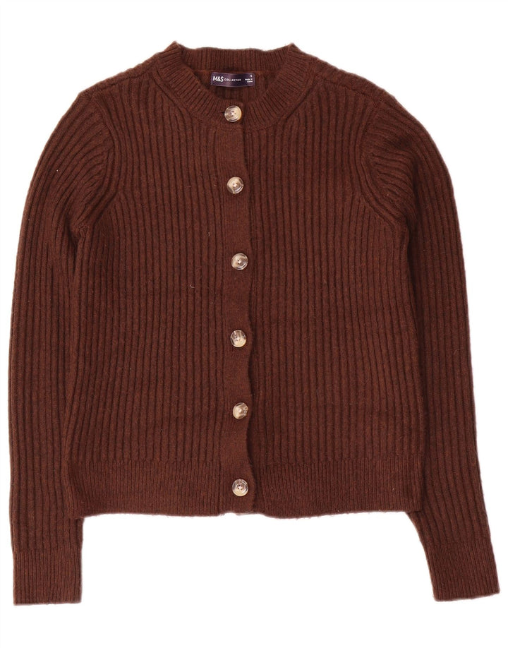 Marks & Spencer Krótki sweter damski, UK 10, mały, brązowy poliester