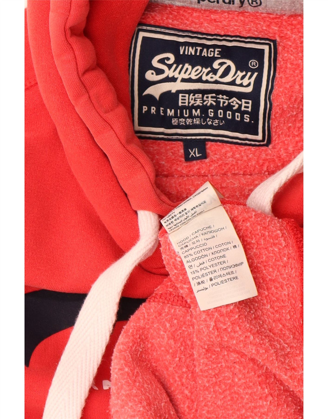 SUPERDRY Męski sweter z kapturem i grafiką XL, czerwony, bawełniany