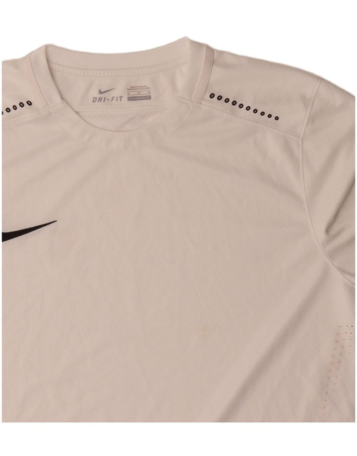 Męski T-shirt NIKE Dri Fit, top XL, biały poliester z blokami kolorów