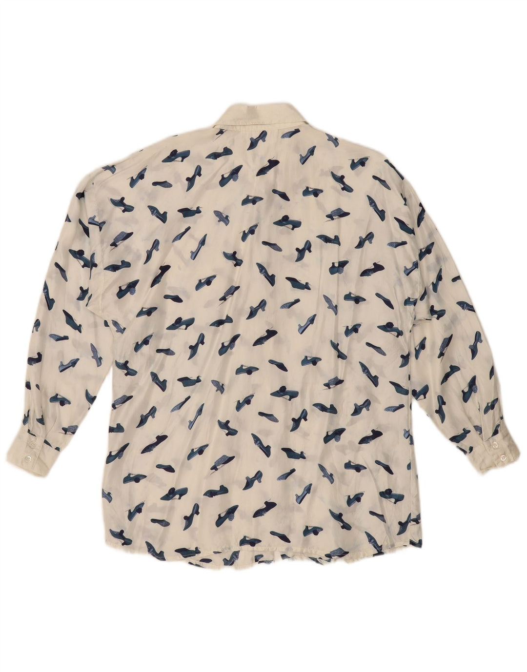 PORTARA Womens Oversized Abstract Pattern Shirt Blouse EU 40 Medium White