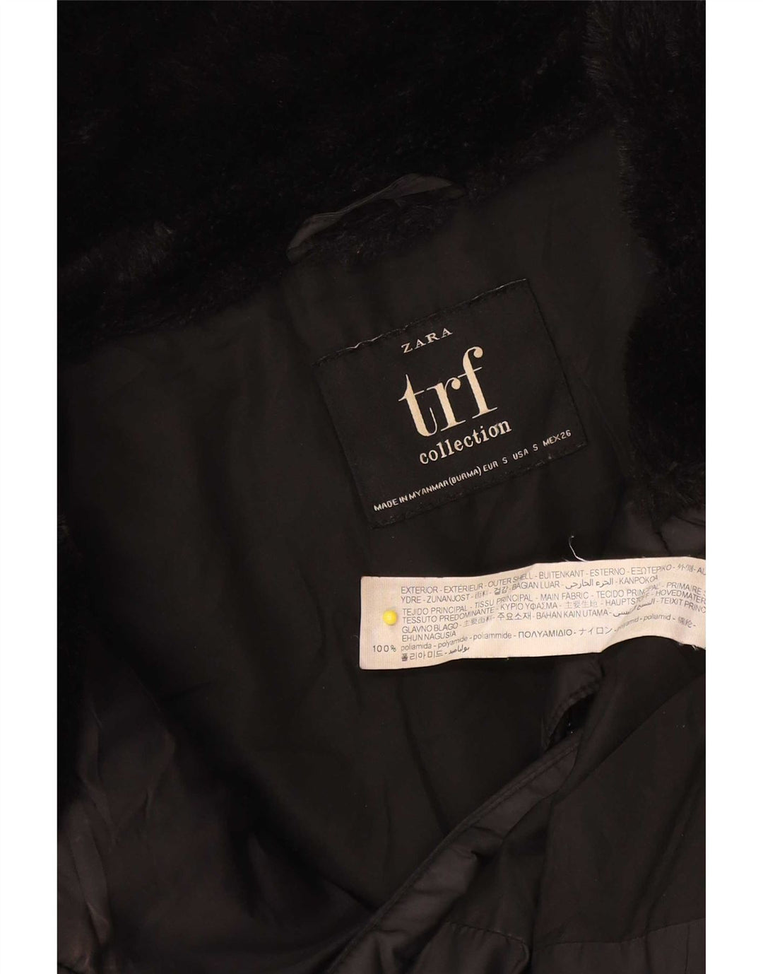 Zara Womens Padded Jacket UK 10 Small Black Polyamide