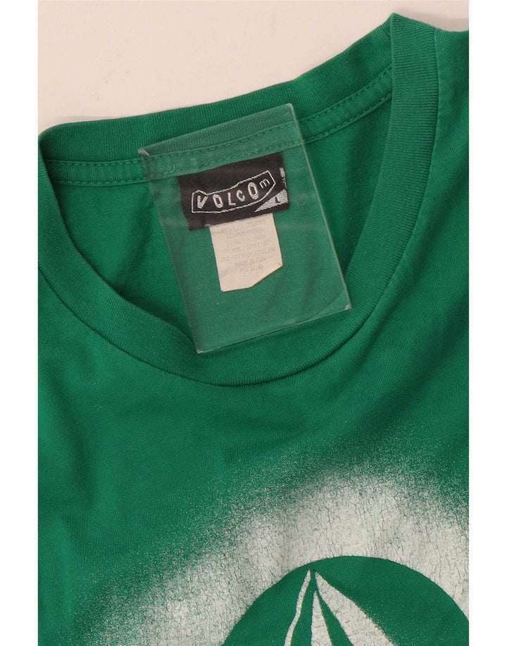 Męski T-shirt z grafiką Volcom, duży, zielony, bawełniany