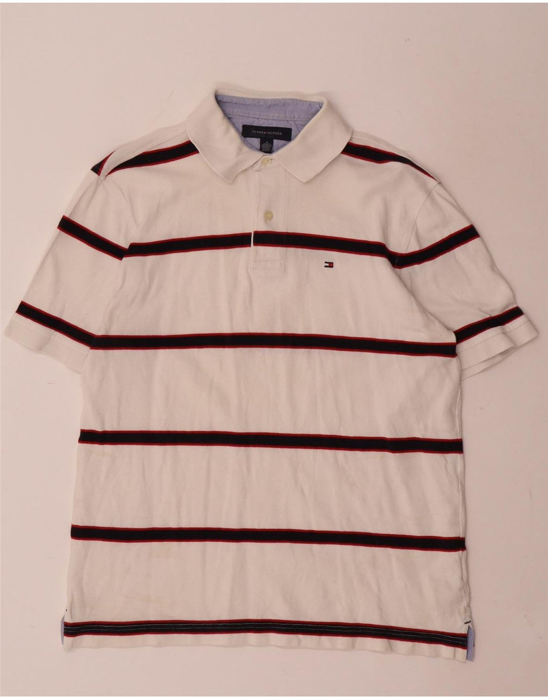 Męska koszulka polo Tommy Hilfiger, bawełniana w średnie białe paski