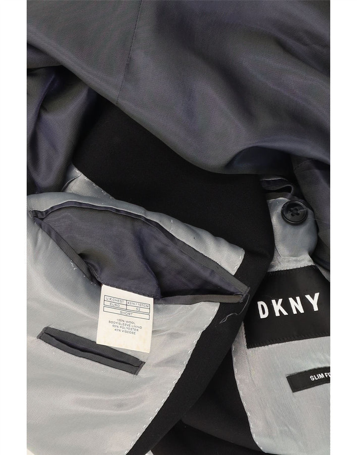 Dkny Męska krótka marynarka slim fit z 2 guzikami UK 42 XL Czarna wełna