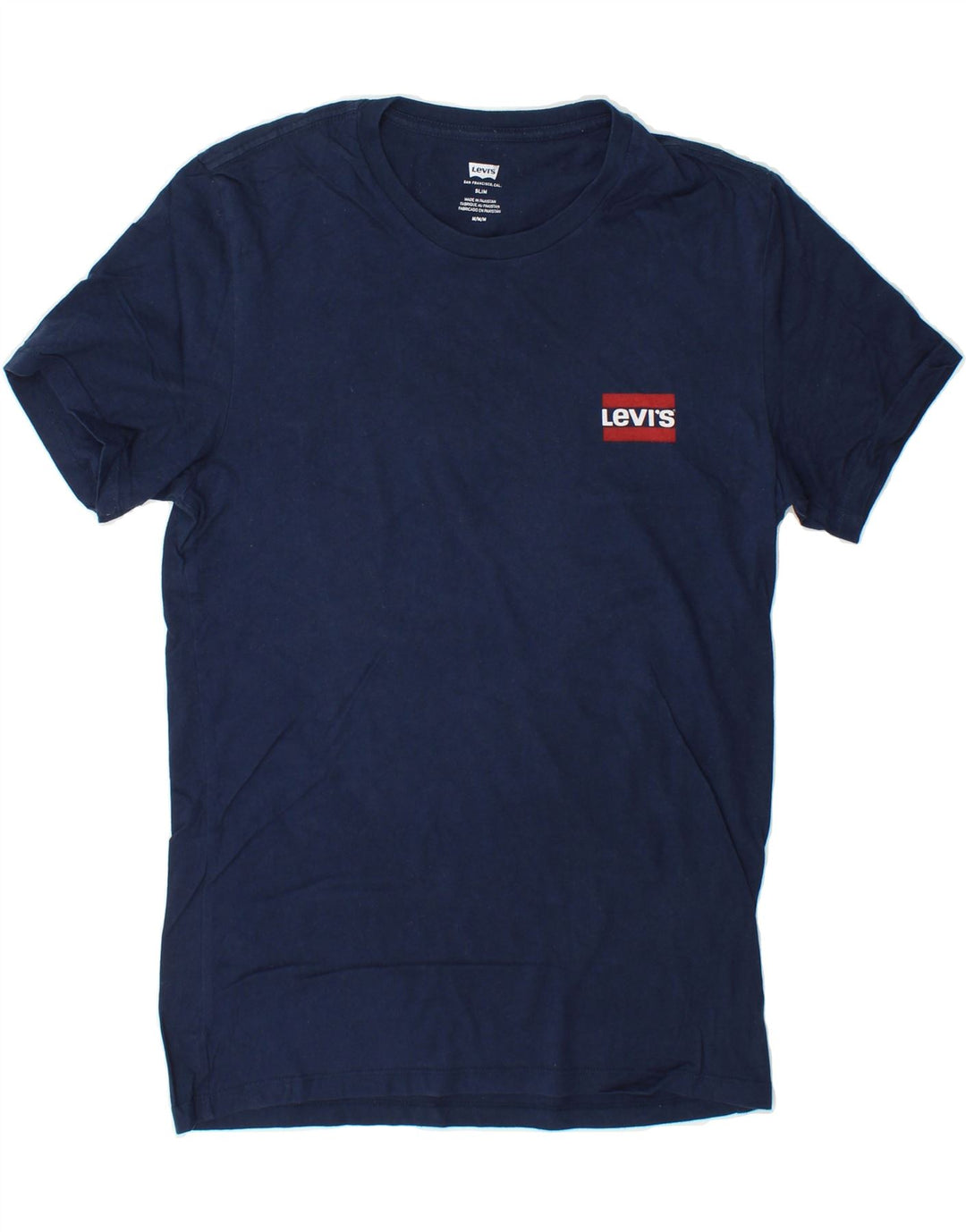 LEVI'S Mens Slim T-Shirt Top Medium Navy Blue Cotton Vintage Levi's and Second-Hand Levi's from Messina Hembry 