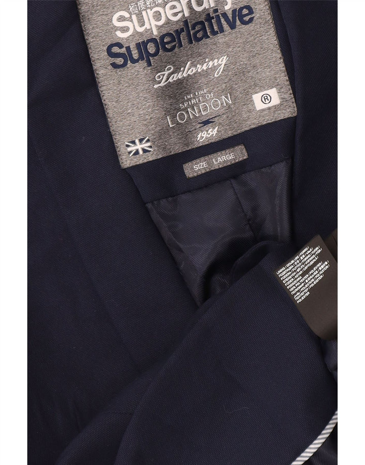 Damska marynarka Superdry zapinana na 1 guzik, UK 16, duży granatowy poliester