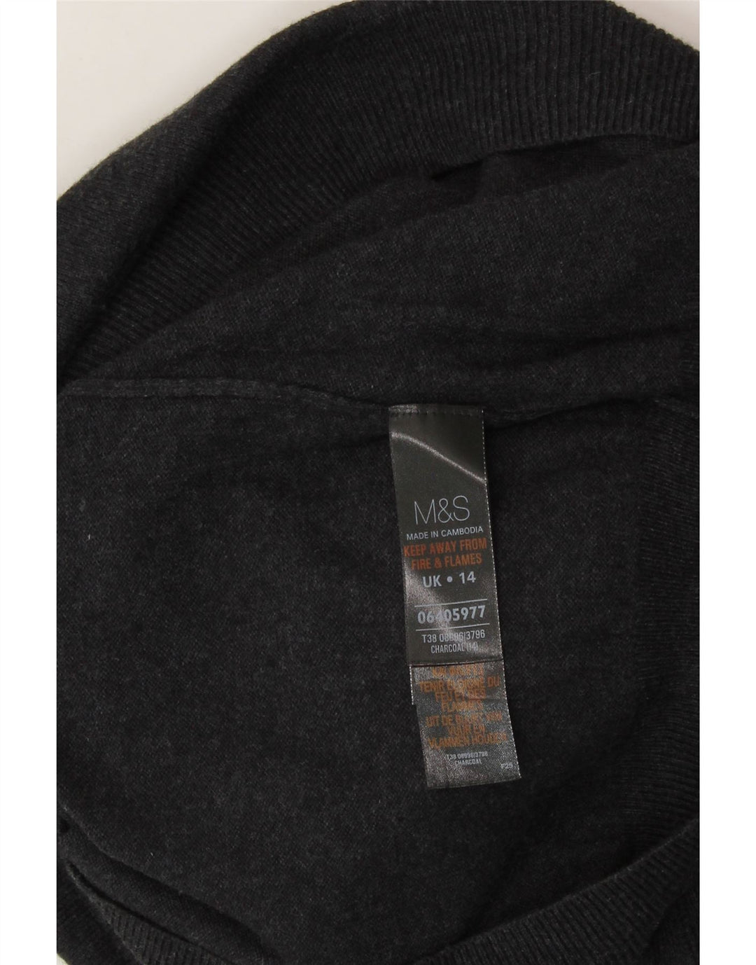 MARKS & SPENCER Womens Boat Neck Jumper Sweater UK 14 Medium  Grey Vintage Marks & Spencer and Second-Hand Marks & Spencer from Messina Hembry 