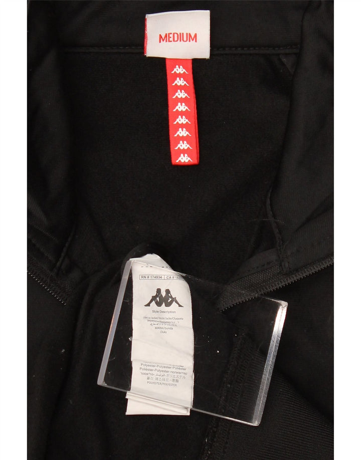 Męska kurtka dresowa KAPPA z grafiką, średnia czarna, poliester z blokami kolorów