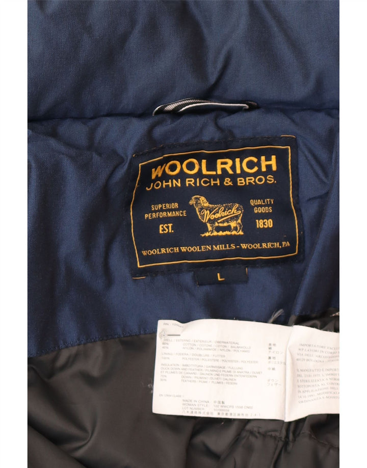 Damska ocieplana kurtka Woolrich UK 16, duża, granatowa, bawełniana