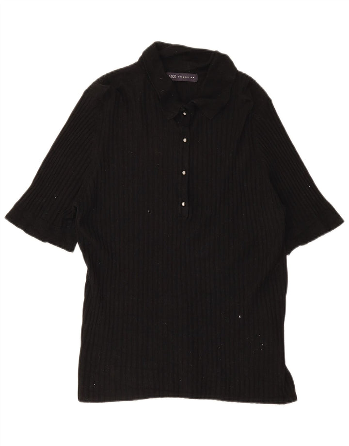 Damska koszulka polo Marks & Spencer UK 18 XL, czarna wiskoza