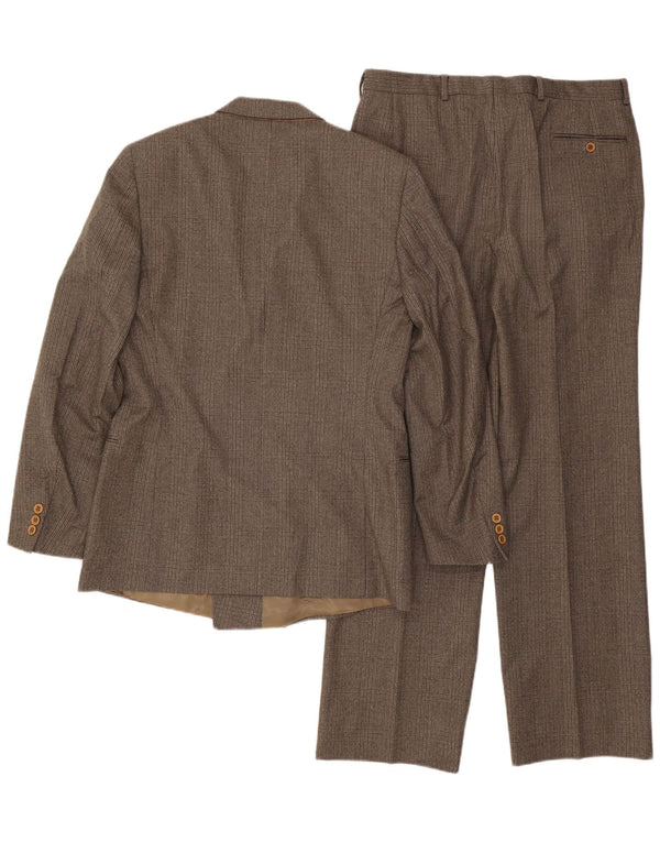 Dwuczęściowy garnitur męski w stylu vintage IT 50 Large W32 L32 Brązowa wełna w kratę