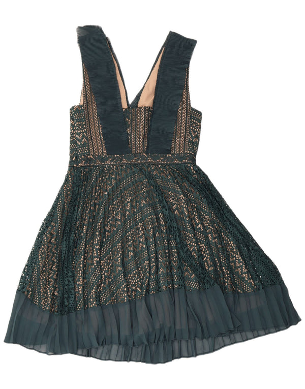 FRENCH CONNECTION Damska sukienka o linii A bez rękawów UK 12 Średnia zieleń