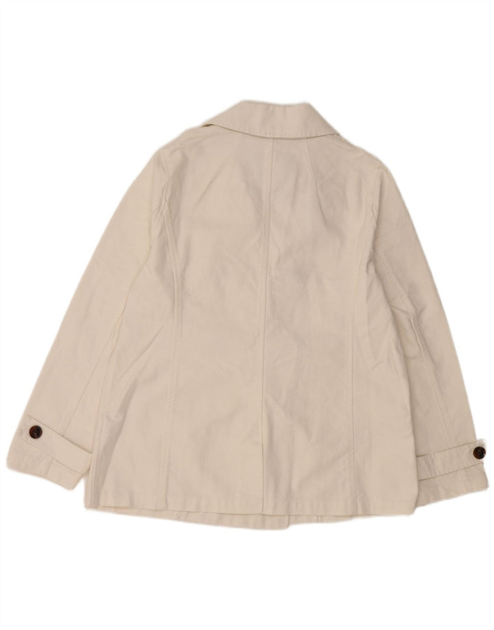 CREW CLOTHING Damski płaszcz groszkowy UK 16, duży, biały, bawełniany