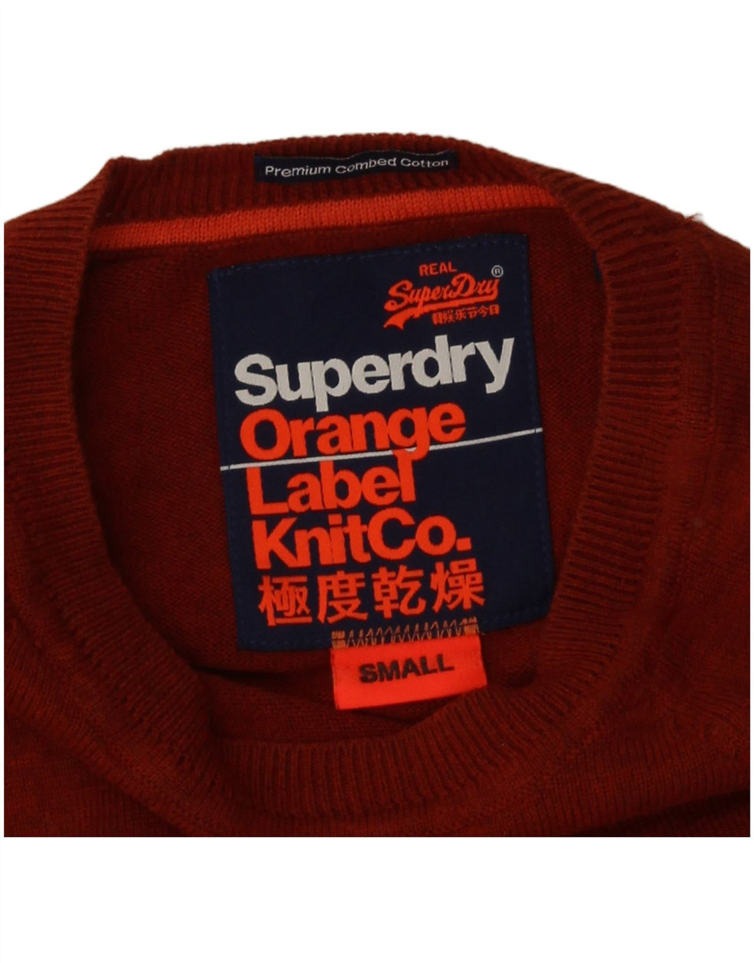 Męski sweter z dekoltem w łódkę Superdry, mały, pomarańczowy, bawełniany