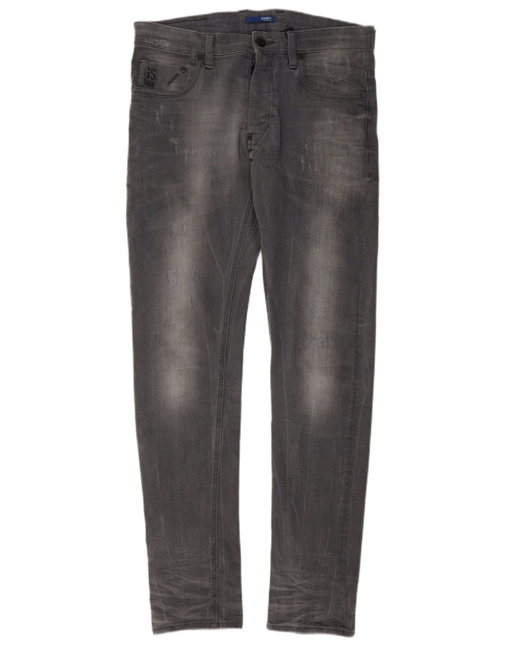 G-Star Męskie Revend Distressed Super Slim Jeansy W33 L34 Szara bawełna