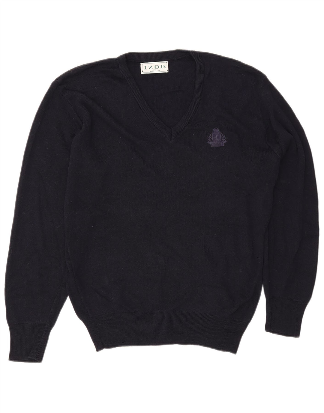 IZOD Męski sweter z dekoltem w kształcie litery V, mały, granatowy, akrylowy