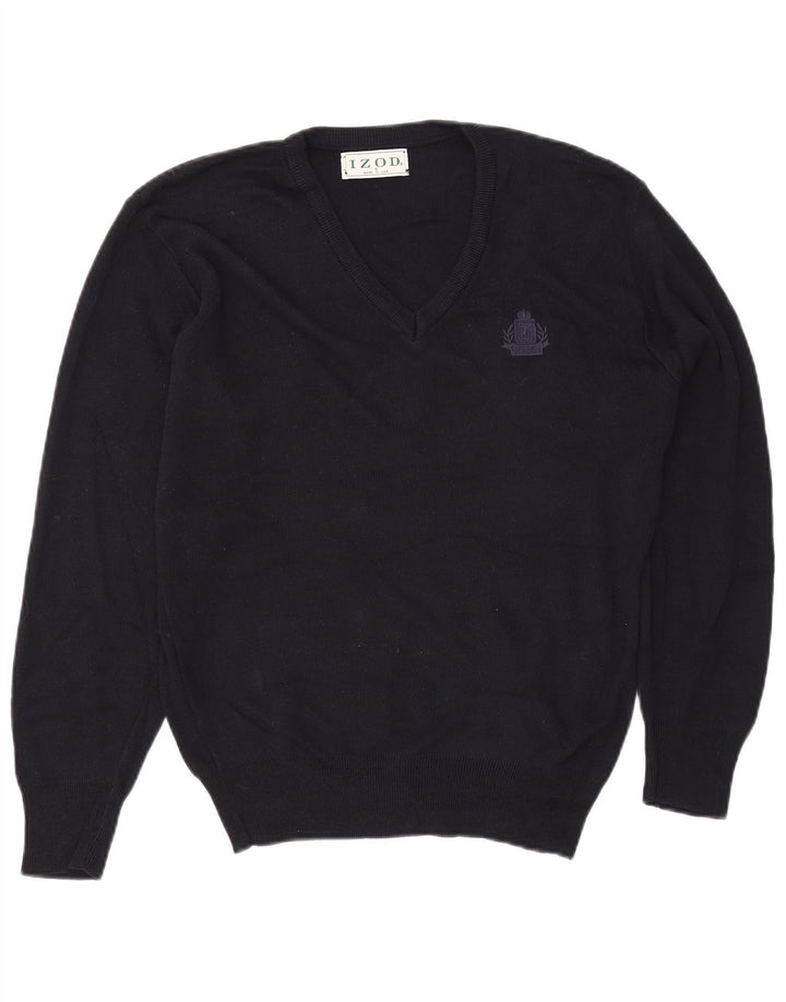IZOD Męski sweter z dekoltem w kształcie litery V, mały, granatowy, akrylowy