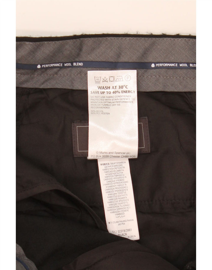 MARKS & SPENCER Męskie spodnie w regularnym dopasowaniu W34 L31 Black Wool