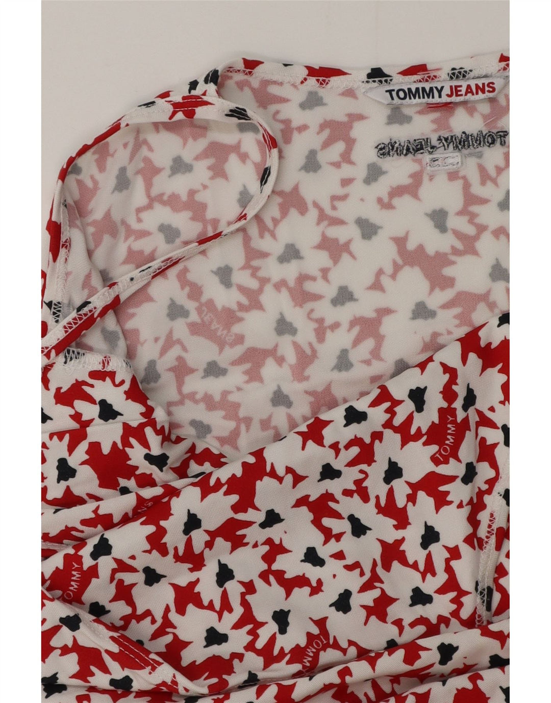 Damska bluzka TOMMY HILFIGER w abstrakcyjny wzór UK 12, średnia czerwień