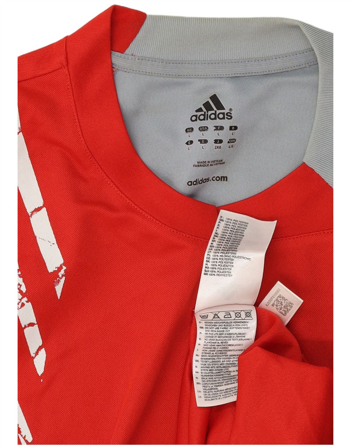 Męska koszulka Adidas Climacool z grafiką, duża, czerwona, poliestrowa z blokami kolorów