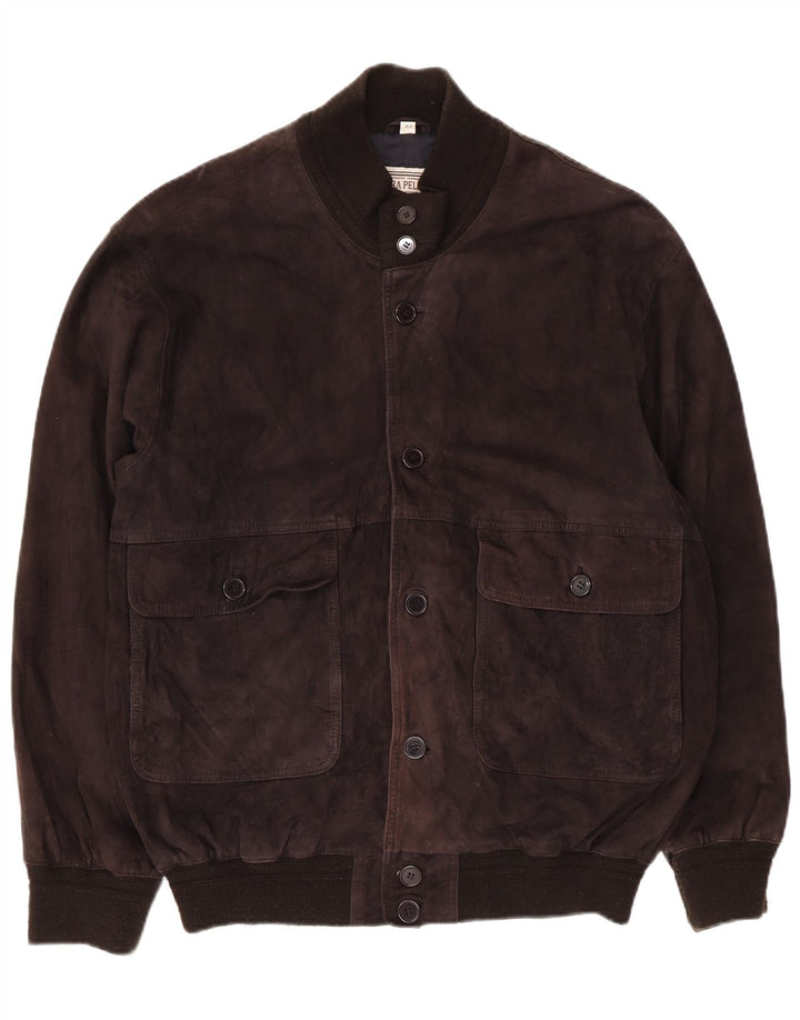 Vintage męska zamszowa kurtka bomber IT 52 XL czarna skóra