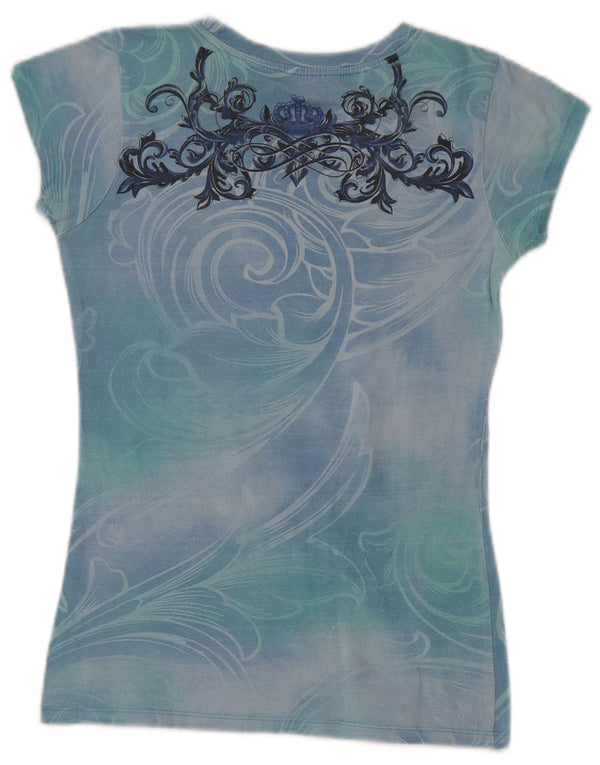 Damska koszulka z grafiką Hard Rock Cafe Rome Graphic Top UK 10 Small Blue Paisley