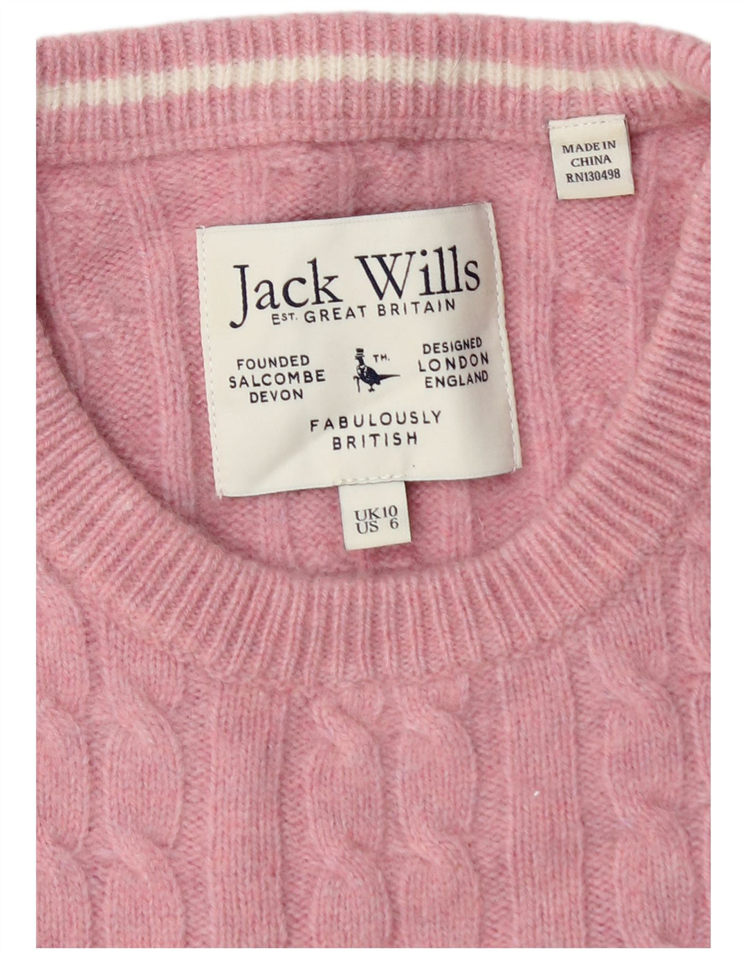 Sweter damski Jack Wills z okrągłym dekoltem, UK 10, mały, różowy