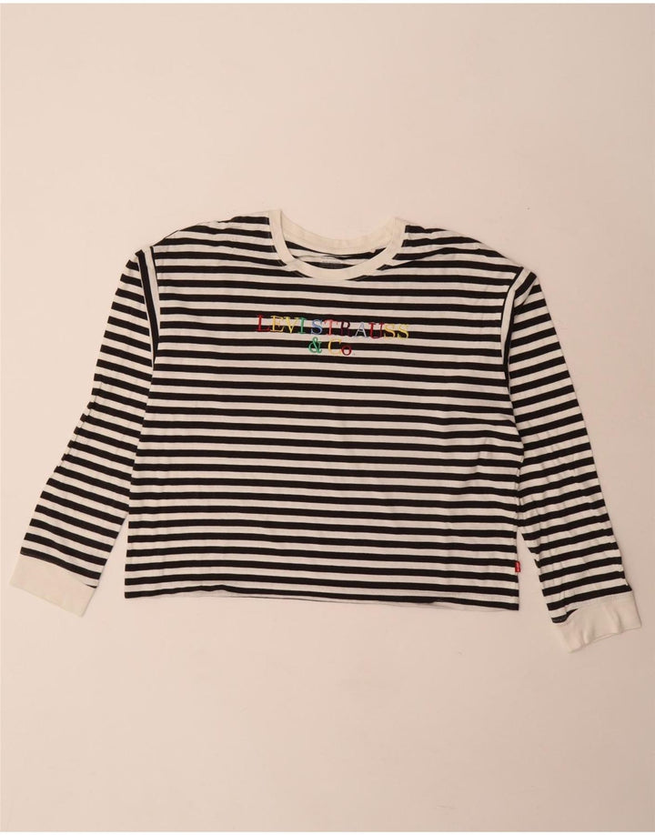 Damska koszulka Levi's Crop Graphic z długim rękawem, UK 10, w małe białe paski